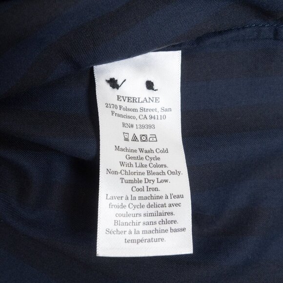 Everlane The Must-Have Shirt in Silky Cotton Navy Black Striped Relaxed Fit - Picture 13 of 14